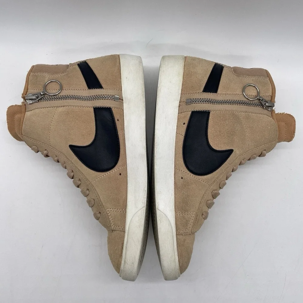 Nike Womens 7 Shoes Shoes Blazer Mid Rebel XX Bio Beige Suede Sneakers Side Zip‎